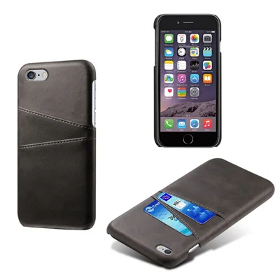 Doppelte Kartenschlitze PU Leder beschichteter PC-Koffer für iPhone 6s/6 - Schwarz