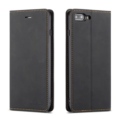FORWENW Fantasy Series Auto-absorbed Silky Touch Leather Wallet Stand Case for iPhone 8 Plus / 7 Plus 5.5 inch - Black