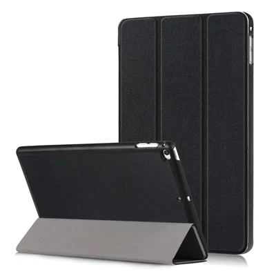 For iPad mini (2019) 7.9 inch / mini 4 Sturdy Tri-fold Stand Leather Smart Tablet Cover Case - Black