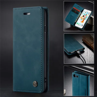 CASEME 013 Series Auto-absorbed PU Leather Wallet Stand Case for iPhone 6s / 6 4.7-inch - Blue