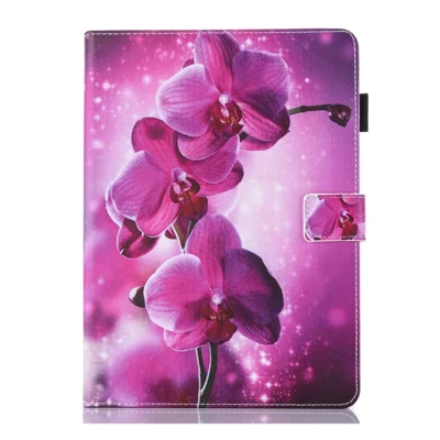 Patterned Card Slots Leather Tablet Cover for iPad mini (2019) 7.9 inch / Mini 4 / 3 / 2 / 1 - Cymbidium
