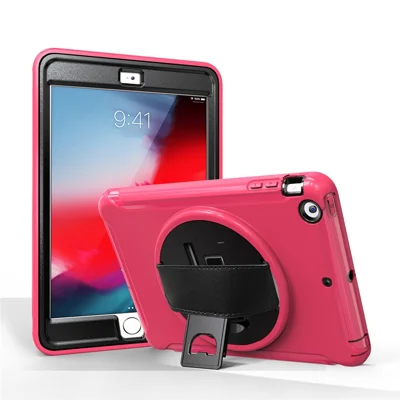 3-Layer Multi-functions TPU + PC Hybrid Case for iPad Mini 3/2/1- Rose