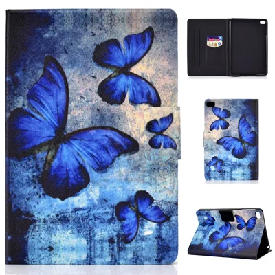 Shock-proof Pattern Printing Card Slot Stand PU Leather Tablet Cover for iPad Mini / Mini 2 / Mini 3 / Mini 4 / mini (2019) 7.9 inch - Blue Butterflies