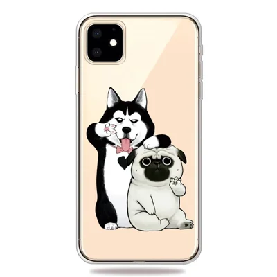 Pattern Printing Clear TPU Phone Cover for iPhone 11 6.1 inch (2019) - Two Dogs