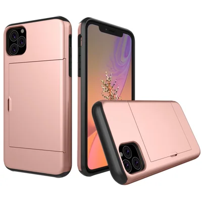 Гибридный чехол-держатель для карт из пластика и TPU для iPhone 11 Pro Max 6.5 дюйма (2019) - Розовое золото