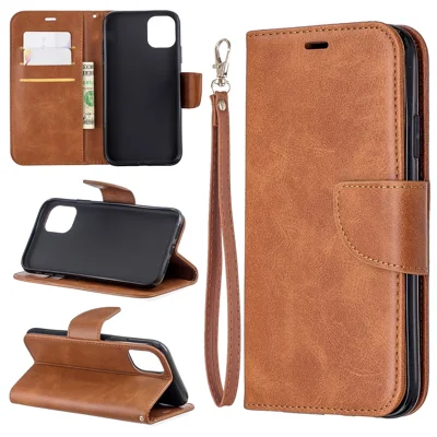 Solid Color PU Leather Wallet Store Telephip Shell Para Iphone 11 6.1 Pulgadas (2019) - Marrón