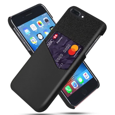 KSQ Cloth + PU Leather PC Phone Case avec Fente pour Carte pour iPhone 8/7 Plus 5.5 pouces - Noir