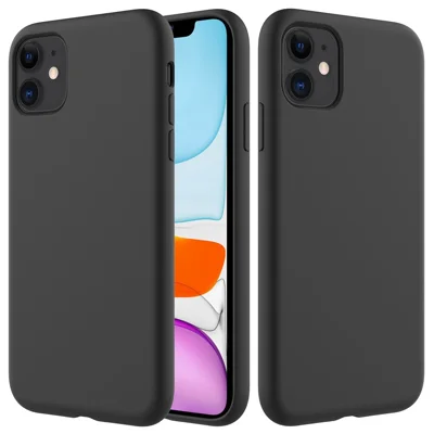 Funda blanda de silicona líquida antiarañazos para iPhone 11 de 6.1 pulgadas (2019) - Negro