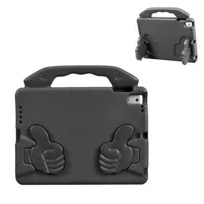 For iPad 9.7-inch (2018) (2017) / iPad Pro 9.7 inch (2016) / iPad Air 2 / iPad Air (2013) Shockproof EVA Thumb Stand Tablet Shell - Black