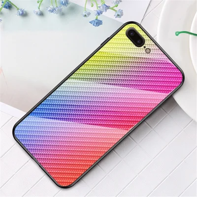 Carbon Fiber Surface Tempered Glass + PC + TPU Cell Casing for iPhone 8 Plus / 7 Plus 5.5 inch - Colorful Fiber