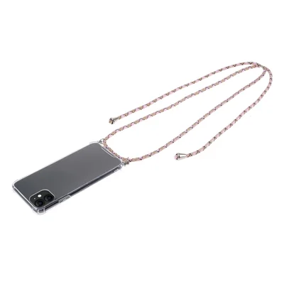 Drop-resistant TPU + Acrylic + Textile Strap Anti-fall Shell for iPhone 11 6.1-inch - Pink/Stripe