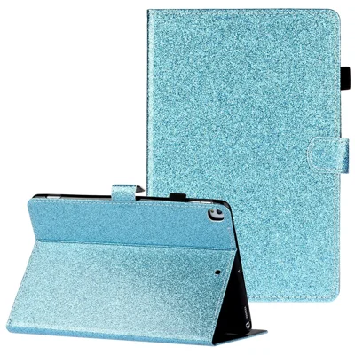 Custodia in pelle luccicante e scintillante con supporto pieghevole protettiva per iPad 10.2 (2021) / (2020) / (2019) - Ciano