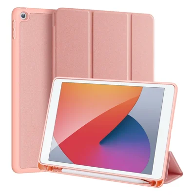 DUX DUCIS DOMO Serie til iPad 10,2 (2021) / (2020) / (2019) Taske med 3-delt Holder af PU-læder Smart Tabletdæksel - Rosenød
