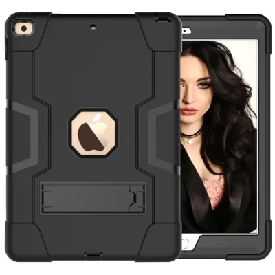 Custodia per tablet antiurto, anti-impronte e antipolvere in TPU + PC con supporto per iPad 10.2 (2021)/(2020)/(2019) - Tutto nero