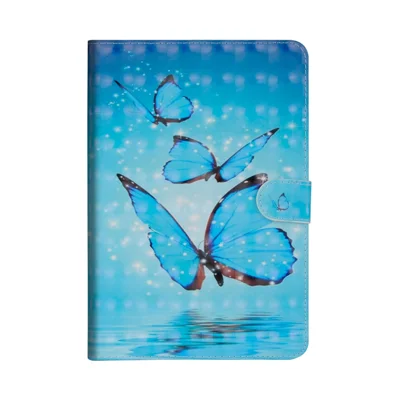 Light Spot Decor Patterned Wallet Leather Smart Cover for iPad 10.2 (2021)/(2020)/(2019) - Blue Butterfly