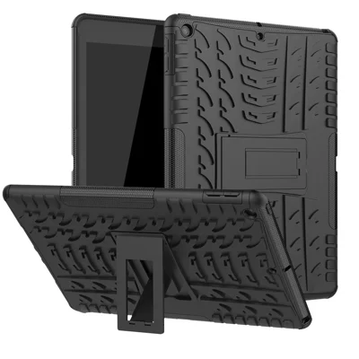 Custodia ibrida in PC antiscivolo + TPU con supporto per iPad 10.2 (2021)/(2020)/(2019) - Nero