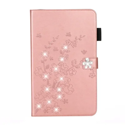 Imprint Flower Rhinestone Wallet Leather Stand Tablet Case voor iPad 10.2 (2021)/(2020)/(2019) - Roze Goud