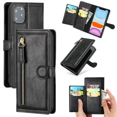 Vintage Style Multiple Card Slots Wallet Leather Phone Cover Case for iPhone 11 Pro 5.8-inch - Black