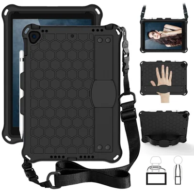 Guscio ibrido per tablet con texture a nido d'ape in EVA con cinghia per le spalle per iPad 10.2 (2021)/(2020)/(2019)/iPad Pro 10.5 pollici (2017)/iPad Air 10.5 pollici (2019) - Nero