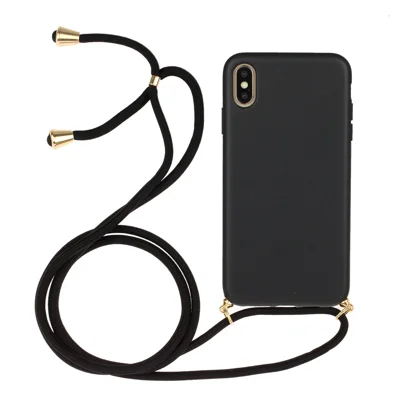 Para iPhone X/XS 5.8 polegadas Biodegradável Capa de Telefone Macia de Palha de Trigo com Alça Multifuncional - Preto