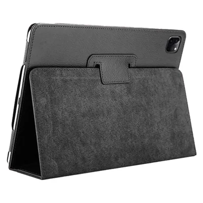 Litchi Surface Flip Stand Leather Tablet Cover for iPad Pro 12.9 (2022) (2021) (2020) - Black
