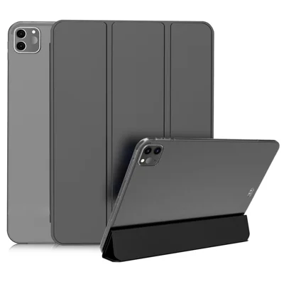 For iPad Pro 11 (2022) / (2021) / (2020) Tri-fold Stand Protective Cover Smart Wake / Sleep TPU Leather Tablet Case - Black