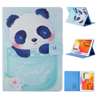 Pattern Printing Card Slots Flip Leather Tablet Protective Case for iPad 9.7-inch (2018)/(2017)/iPad Pro 9.7(2016)/iPad Air/Air2 - Panda