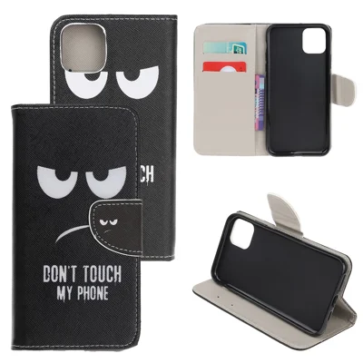 Pattern Printing Shell Leather Cover for iPhone 12 mini - Don't Touch My Phone