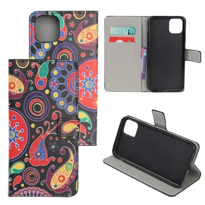 Pattern Printing Leather Wallet Case for iPhone 12 mini - Paisley Flower