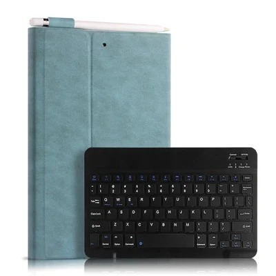 Bluetooth-compatible Keyboard Leather Stand Shell Case for iPad 9.7-inch (2018) - Blue / Black