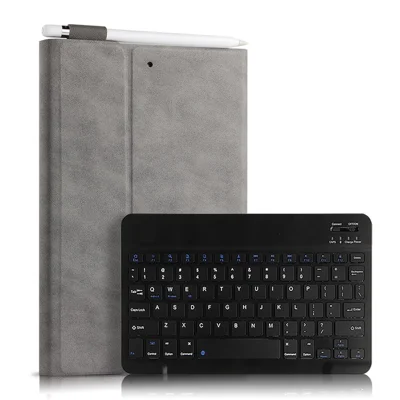 Bluetooth-compatible Keyboard Leather Stand Case Cover for iPad 10.2 (2021)/(2020)/(2019) - Grey / Black