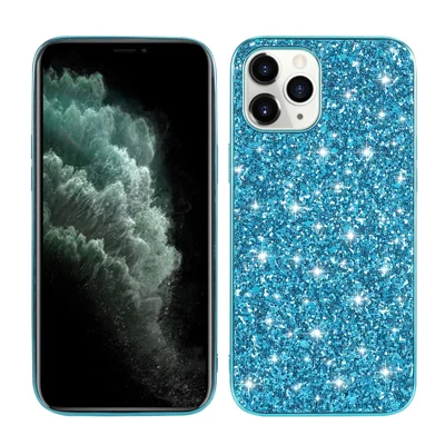 Glittering Sequins Plated TPU Frame + PC Shell for iPhone 12 mini - Blue