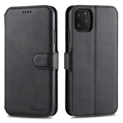 AZNS Wallet Leather Stand Case for iPhone 12 Pro/12 - Black