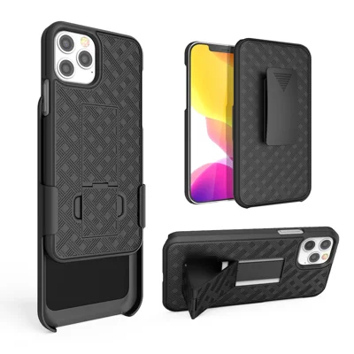 Swivel Belt Clip Holster Woven Texture PC + TPU Hybrid Case för iPhone 12 Pro/12
