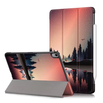 Pattern Printing Tri-Fold Stand PU Leather Magnetic Cover for iPad Air 11 (2026) / (2025) / (2024) / Air (2020) / Air (2022) - Forest Scenery
