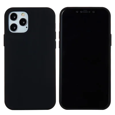 Für iPhone 12 Pro / 12 Soft Liquid Silicone Back Protective Cover Anti-scratch Anti-fingerprint Phone Case - Schwarz