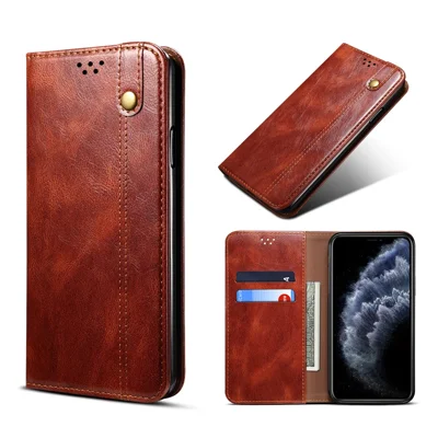 Magnetic Waxy Crazy Horse Texture  Wallet LeatherPhone Stand Cover Case for iPhone X/XS - Brown
