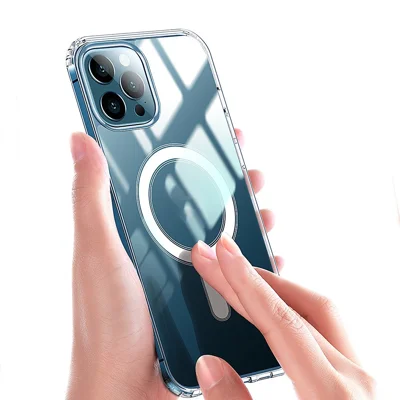 Magnetic Cover for iPhone 11 6.1 inch Transparent TPU+PC Combo Case