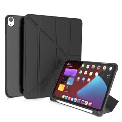 Origami Smart Leather Case with Pen Slot for iPad Air 11 (2026) / (2025) / (2024) / Air (2022) / (2020) / Pro 11-inch (2018) - Black