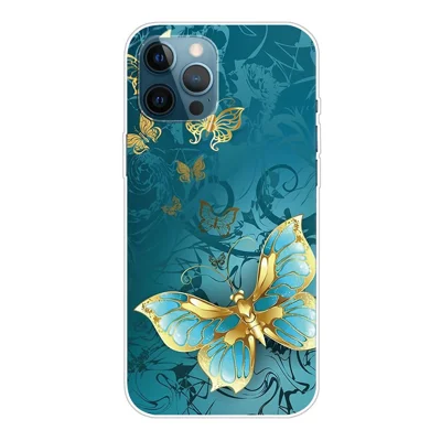 Pattern Printing Flexible High Quality TPU Phone Case for iPhone 12/12 Pro - Golden Butterfly
