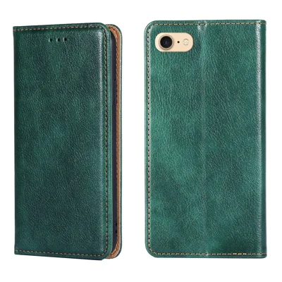 Solid Color Auto-Magnetic Leather Phone Case for iPhone 7/8/SE (2020)/SE (2022) - Green