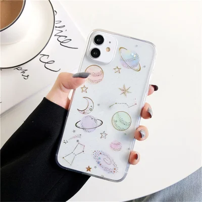 Star Planet Printing Design Epoxy Stickers TPU Case Shell for iPhone 11 6.1 inch - Transparent