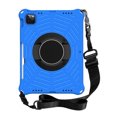 Spider Web Texture Kickstand EVA Case with Shoulder Strap for iPad Air (2020) / Air (2022) / iPad Pro 11-inch (2021)(2020)(2022) - Blue