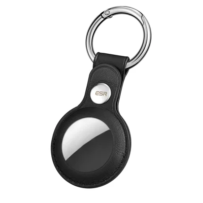 ESR Genuine Leather Keychain Protective Cover for Apple AirTag - Black