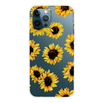 For iPhone 13 Pro 6.1 inch Pattern Printing Phone Case Soft Flexible TPU Thin Shockproof Protective Cover - Sunflower