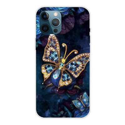 Super Fashion 3D Pattern Printing Soft TPU Case Lovely Back Shell for iPhone 13 Pro Max 6.7 inch - Jewelry Butterfly