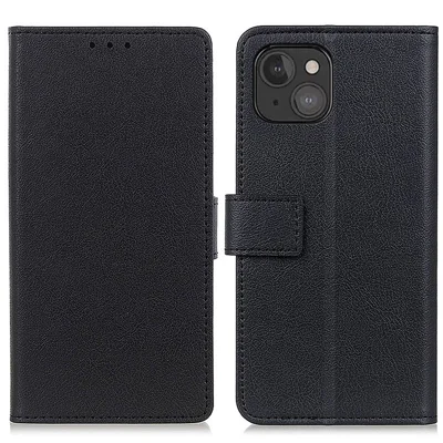 Magnetic Clasp Design PU Leather Stand Function Folio Shockproof Full Protection Case for iPhone 13 mini 5.4 inch - Black