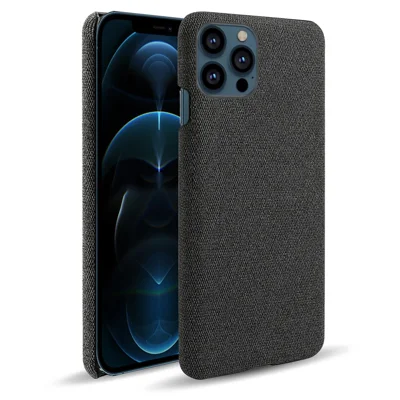 Cloth Coated Hard Plastic Phone Case Cover for iPhone 13 Pro 6.1-inch - Black