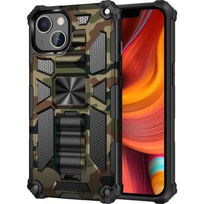 Camouflage Design Well-protected Anti-fall Phone Shell for iPhone 13 6.1 inch - Army Green