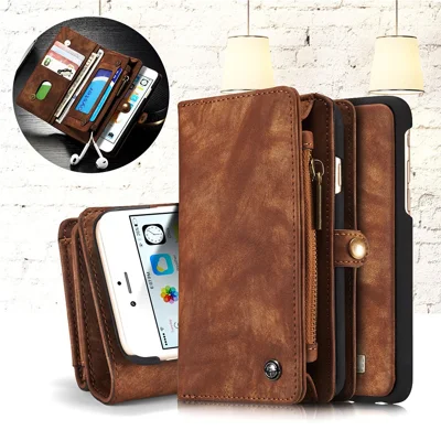 CASEME 008 Serie para iPhone 6s 6 Retro Funda de piel de imitación con múltiples ranuras - Café